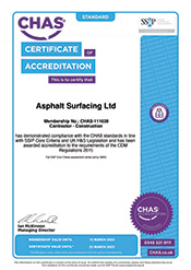 Asphalt Surfacing In Gloucester, Bristol & South Wales Is CHAS Accredited